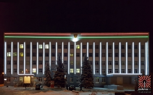 Светодиодное оформление здания Администрации Советского района в Гомеле